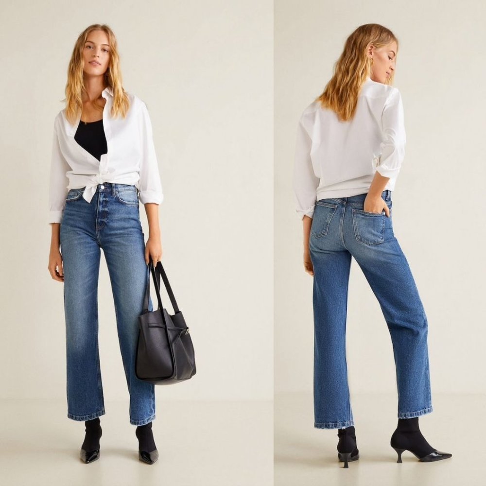 NEW Mango Faded Relaxed Vintage Wash Jean Size 6